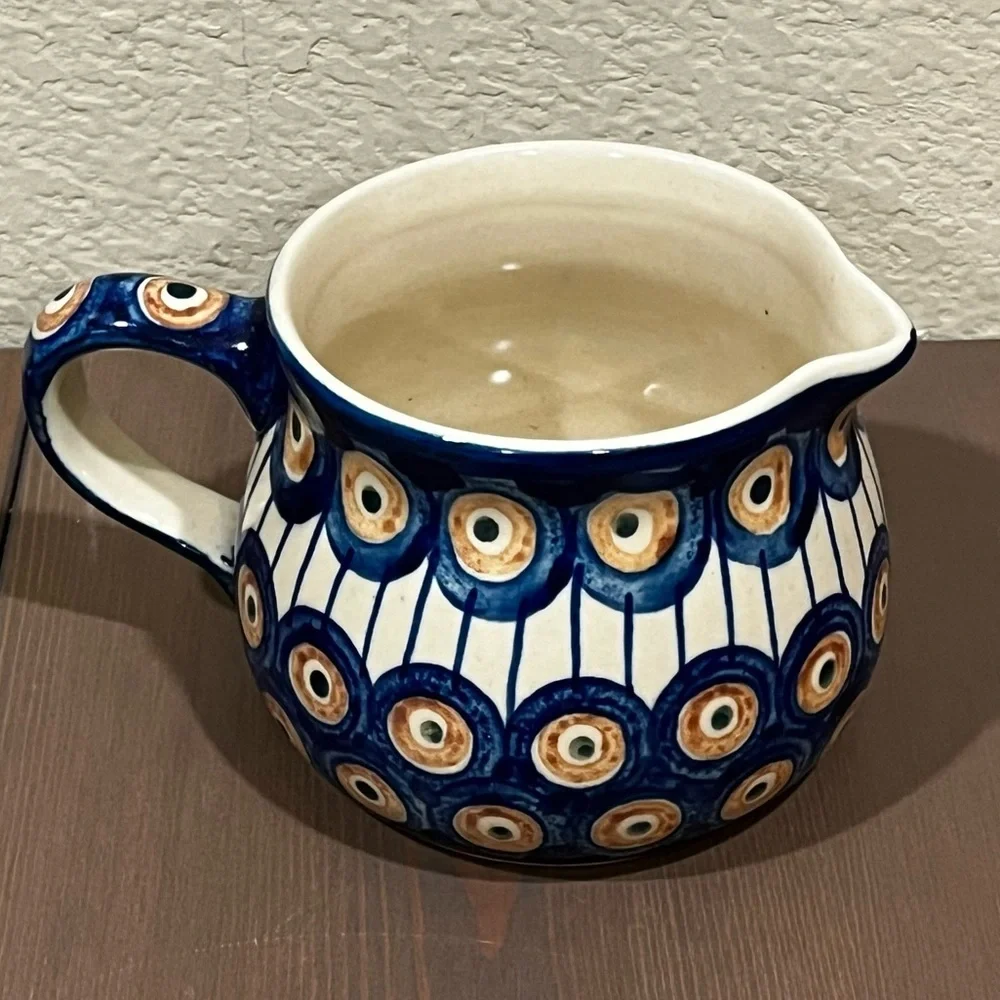 Polish Pottery Small Pitcher Creamer Gravy Boat Boleslawiec Ceramic Folk Art